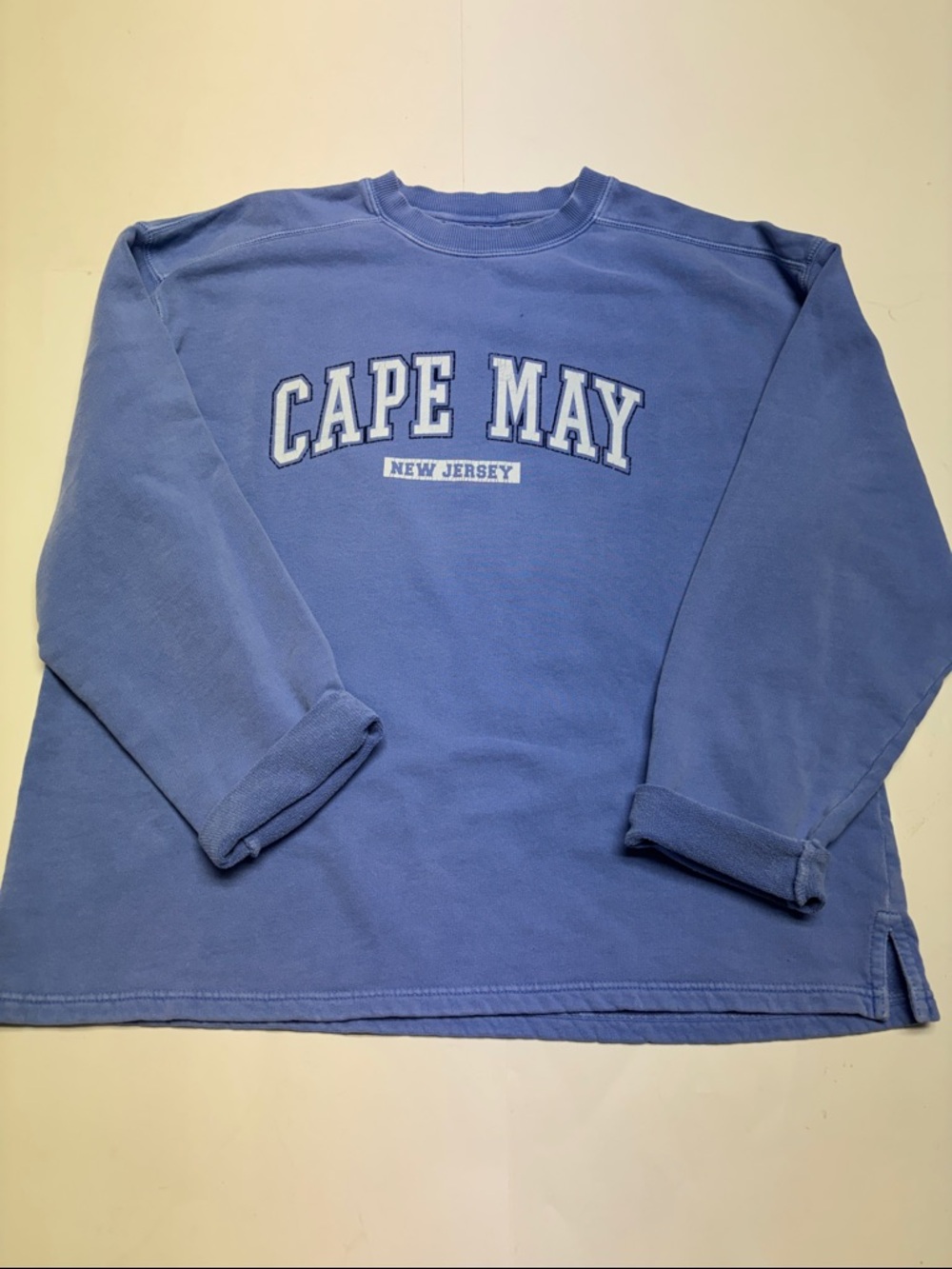 Women’s oversized sun bleached (Cape May ) blue sweatshirt size medium